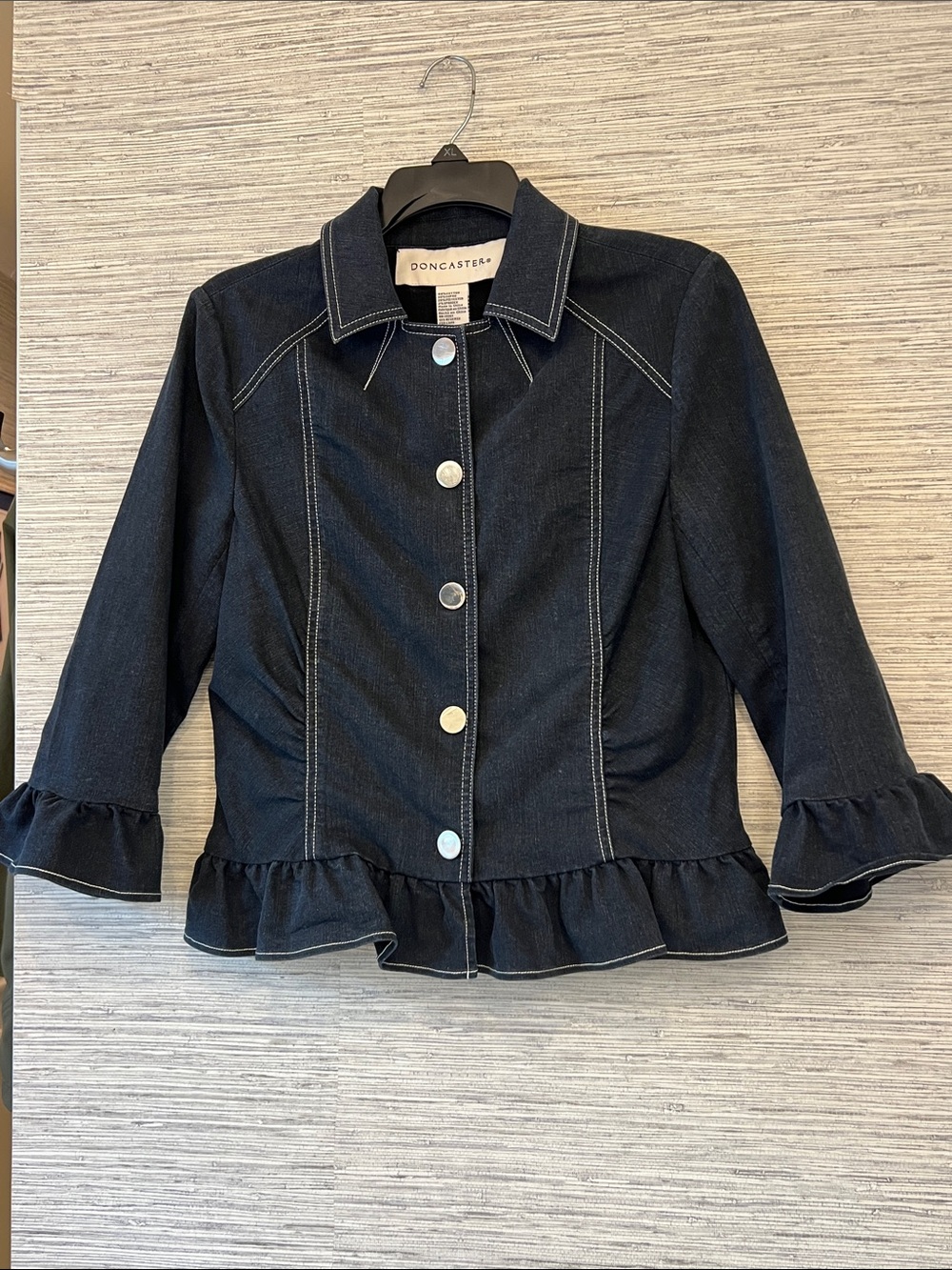 Doncaster Navy Denim Peplum Jacket